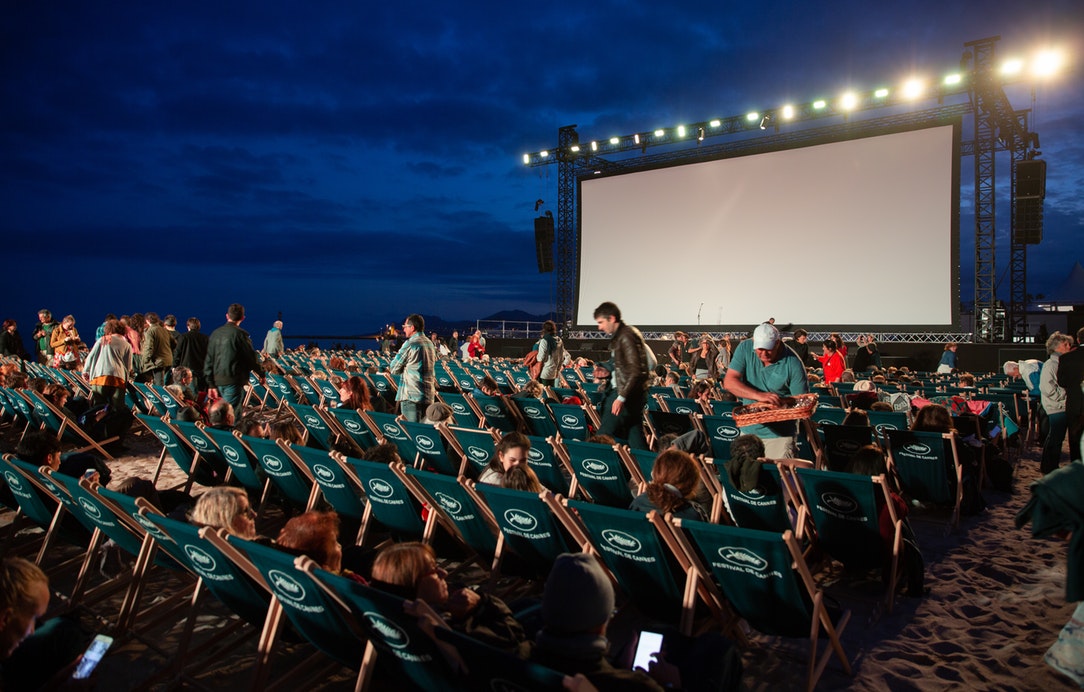 An outdoor movie screening.