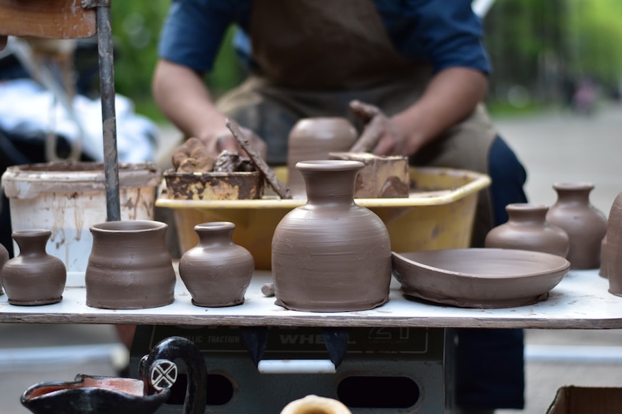 Pottery being made.