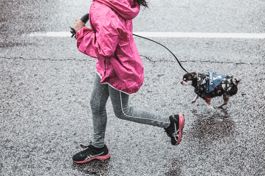 Woman running with dog at January events
